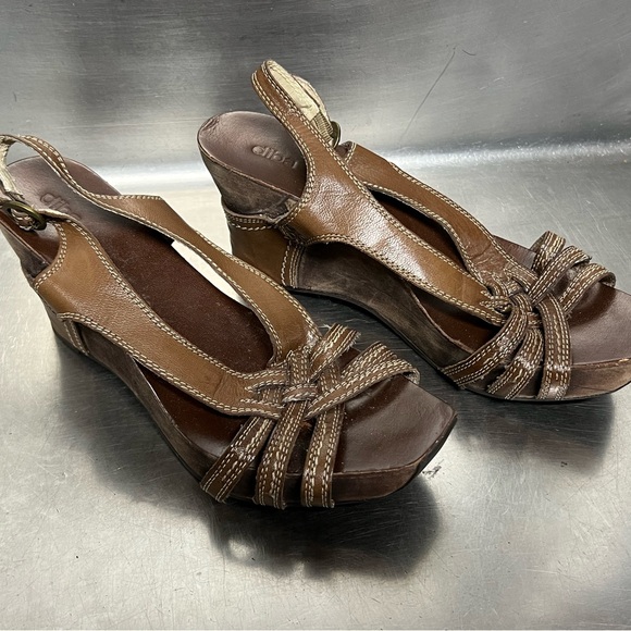 Diba Brown Wedge Sandals - Size 8 1/2 - VGUC